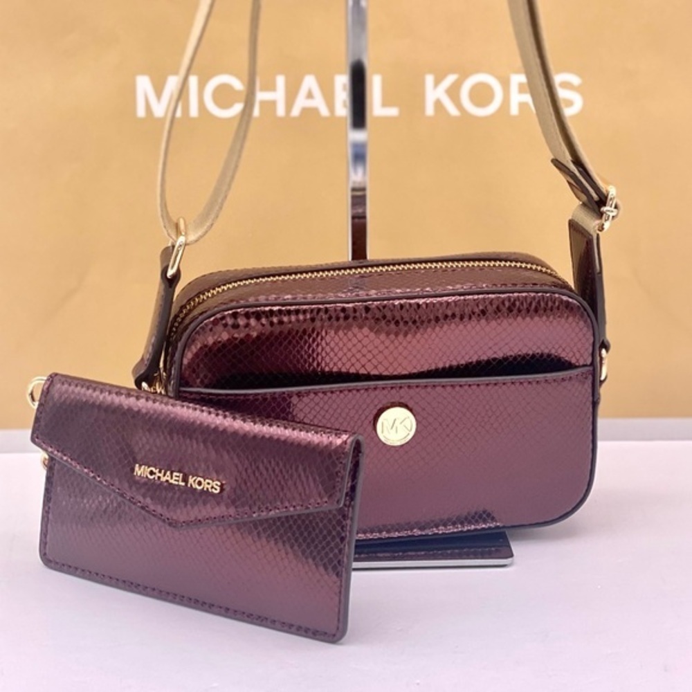 Michael Kors Maisie 2-in-1 Camera Crossbody - Oxblood Embossed Leather
